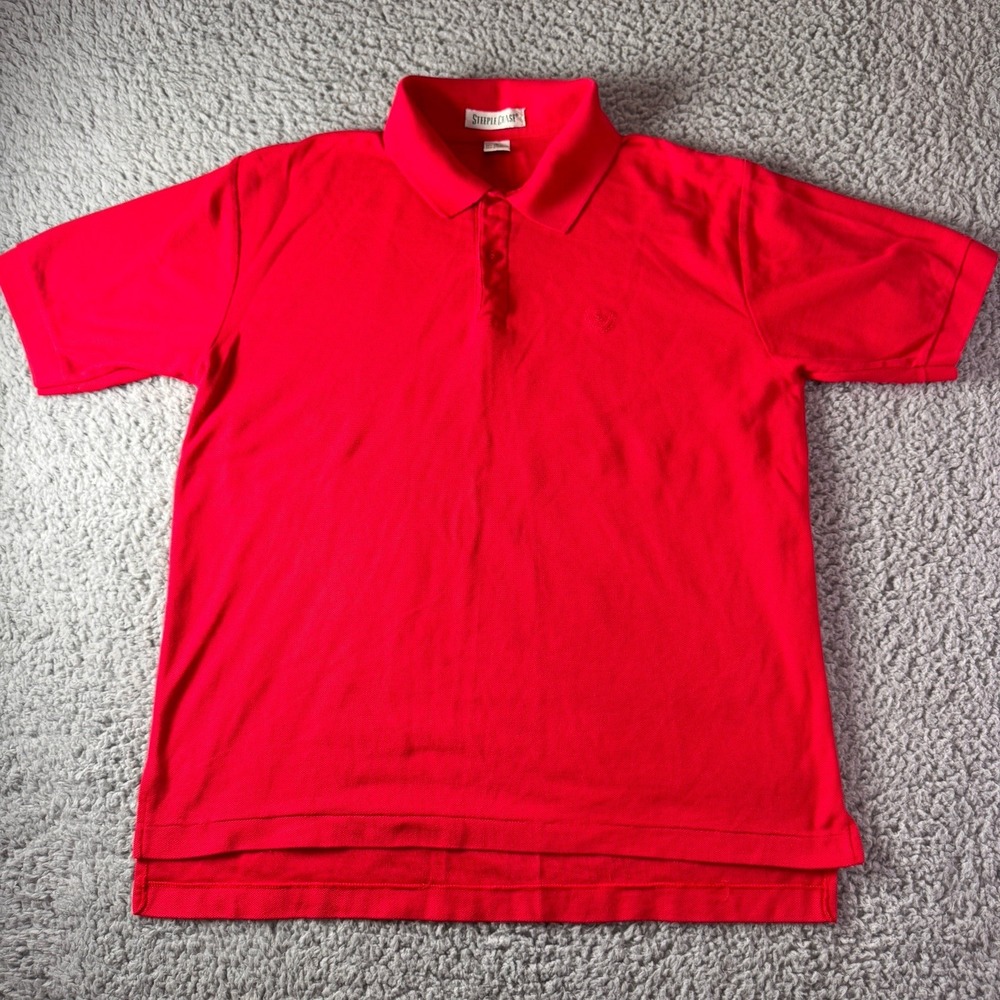 Vintage Steeple Chase Polo Short Sleeve Shirt Red Embroidered Logo Men's‎ Large
